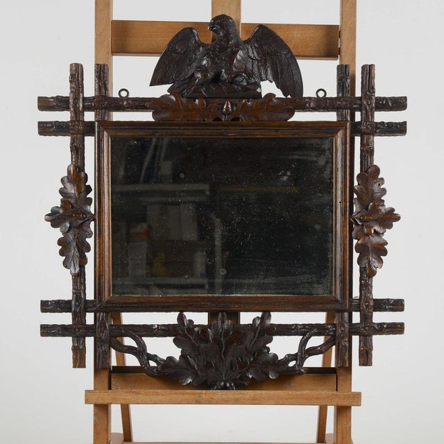 20th Century Mirror in Wood Carved with Eagle and Oak Leaves, Italy For Sale - Image 9 of 9