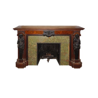 Antique Mantel Greco Roman Revival Ebonized Wood and Hardwood For Sale