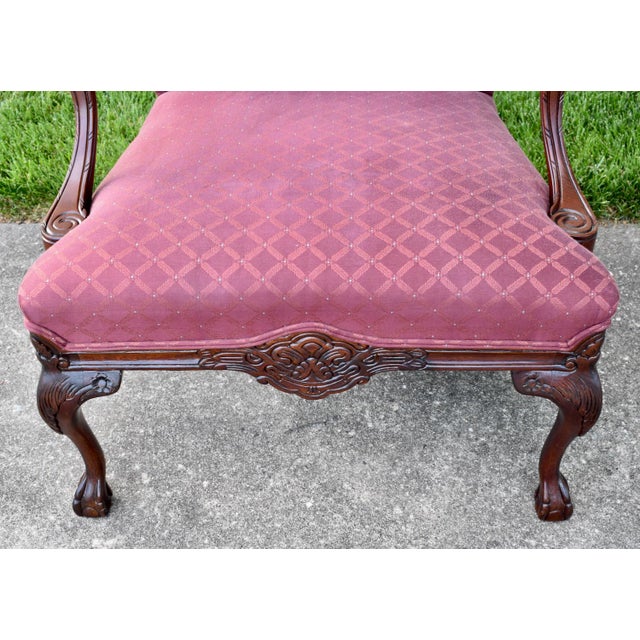 Century Furniture Vtg. Centruy Chippendale Style Mahogany Library Arm Chair W/Claw Foot For Sale - Image 4 of 12
