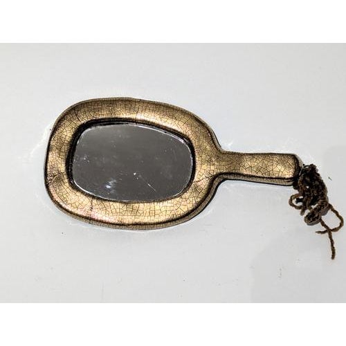 Gilded mirror ceramic catalog : antoine candau p.65 h x w x d : 21.00 cm. X 11.00 cm. X 1.00 cm. 8.27 in. X 4.33 in. X...