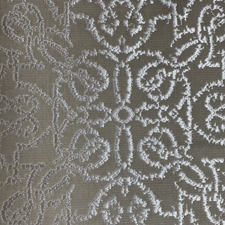 Designer Ecru and Ivory Textured Velvet Fabric- 1 3/4 Y For Sale