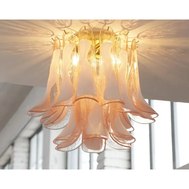 Ceiling with murano vetri pink and white sella, ceiling chandelier diameter 40 cm vintage style design made in italy type:...
