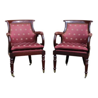 1980s Hancock & Moore Mahogany Jockey Chairs—A Pair For Sale
