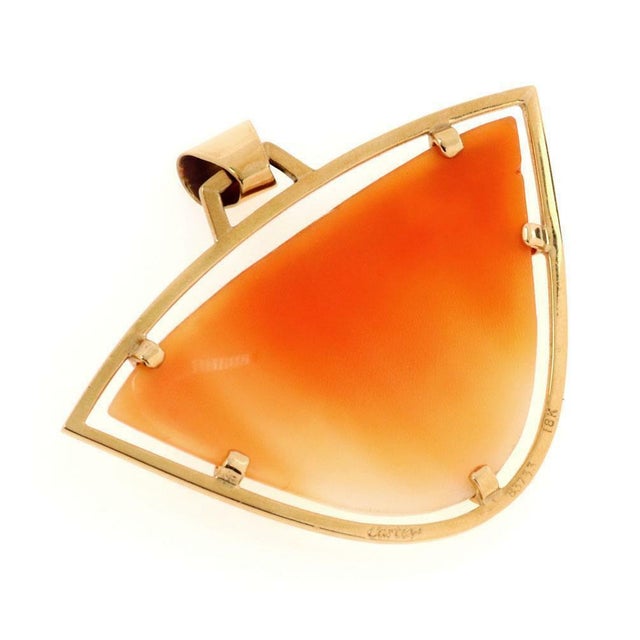 Contemporary Cartier 18k Yellow Gold Shell Cameo Girl Dangle Pendant For Sale - Image 3 of 4