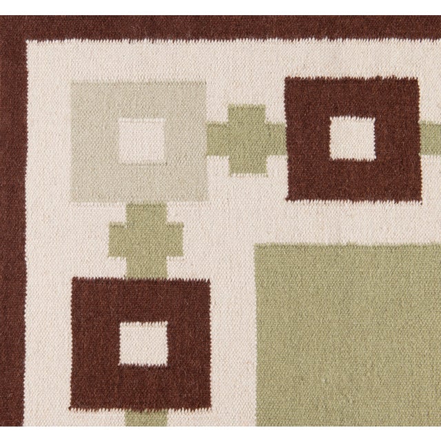 Not Yet Made - Made To Order Part & Parcel Goods Wool Chain Rug 12' x 15', Sage, Chocolate, Celadon and Eggshell For Sale - Image 5 of 5