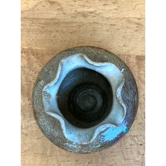Vintage Original Studio Pottery Ruffle Vase For Sale In West Palm - Image 6 of 12