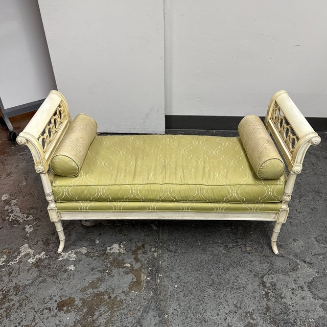Design Plus Gallery presents the Neoclassical Brushed Linen Settee from Drexel Heritage. This upholstered settee showcases...