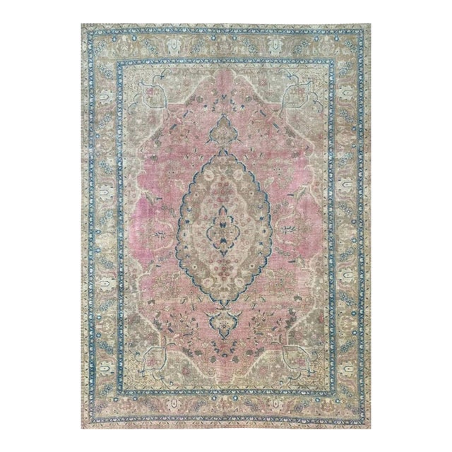1960s Old Persian Tabriz Area Rug 8x12 For Sale
