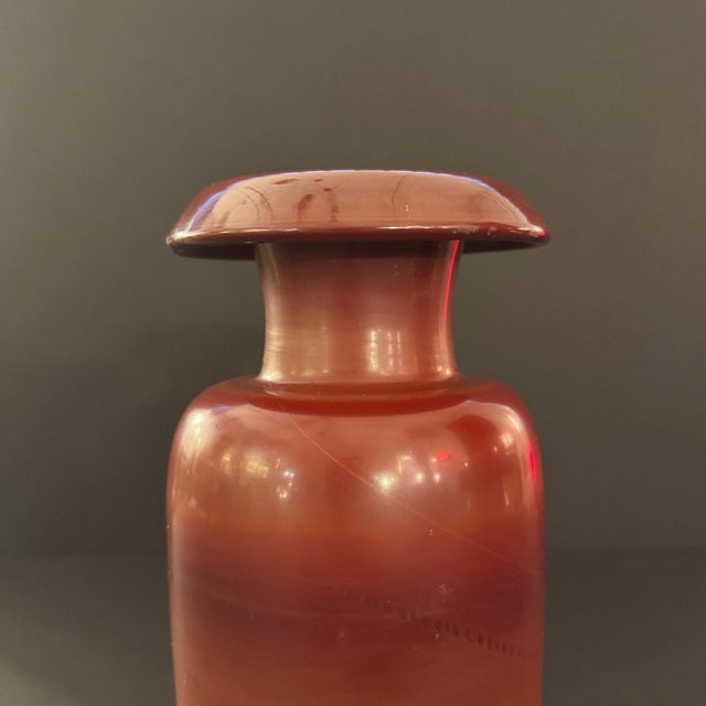 Opaque Pompeiian red glass vase, Italian 1960s For Sale - Image 18 of 18