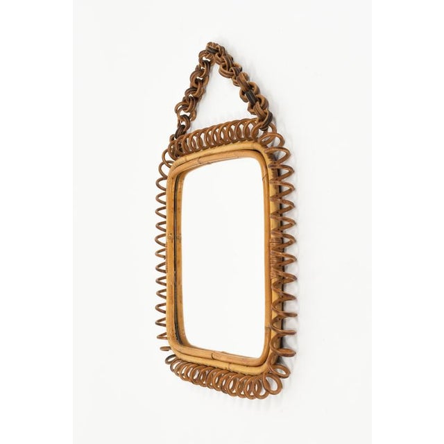 Brown Mid-Century Modern Squared Wall Mirror in Rattan and Bamboo by Franco Albini, 1960s For Sale - Image 8 of 10