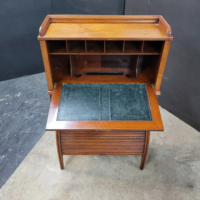 Early 20th Century Oak Arts & Crafts Student Desk With Tambour Storage Cabinet For Sale - Image 12 of 12