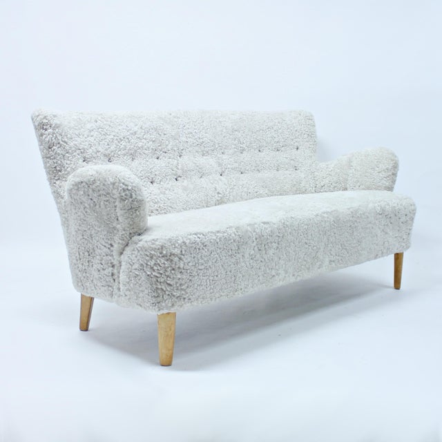 Swedish Modern Sheepskin Sofa, 1940s For Sale - Image 12 of 12