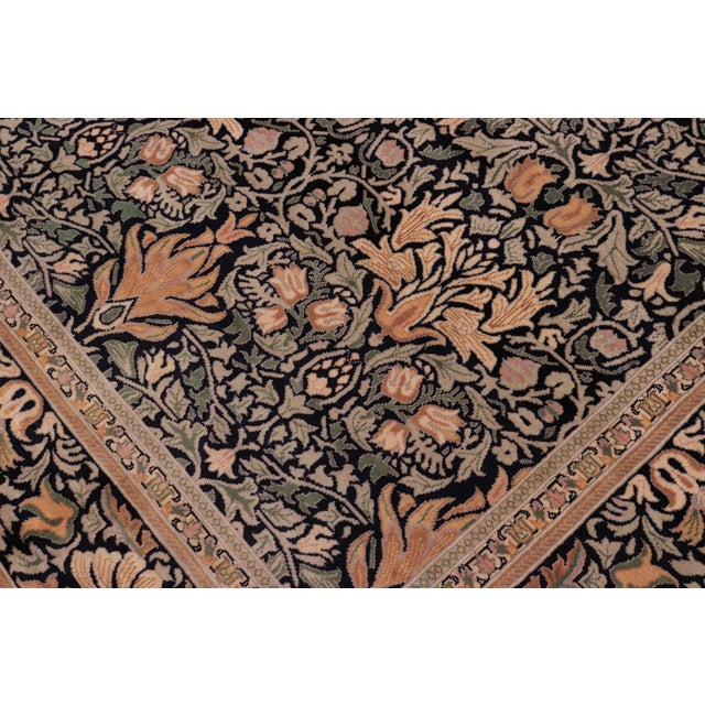 Shabby Chic Art Nouveau 1990's Pak-Persian Black/Gold Wool Rug - 8'1'' X 9'9'' For Sale - Image 3 of 9