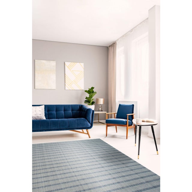 9x12 Luxurious Timeless Gray Stripe Geometric Modern Handmade Wool Carpet Rug For Sale - Image 9 of 9
