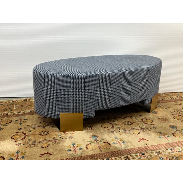 Contemporary Jay Jeffers Design Glen Plaid Ottoman For Sale - Image 3 of 12