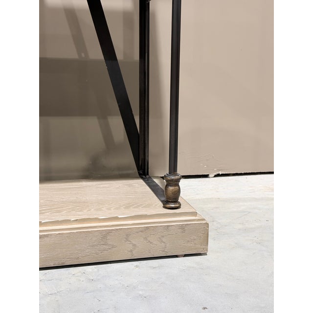 Wood Pair of Restoration Hardware French Library Oak & Iron Open Shelving Étagères For Sale - Image 7 of 8