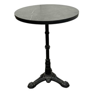 Marble Top Industrial Cast Iron Bistro Table For Sale