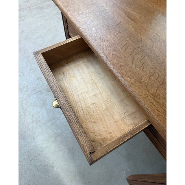Tan Vintage Art Deco Oak Dressing Table, 1940s For Sale - Image 8 of 13
