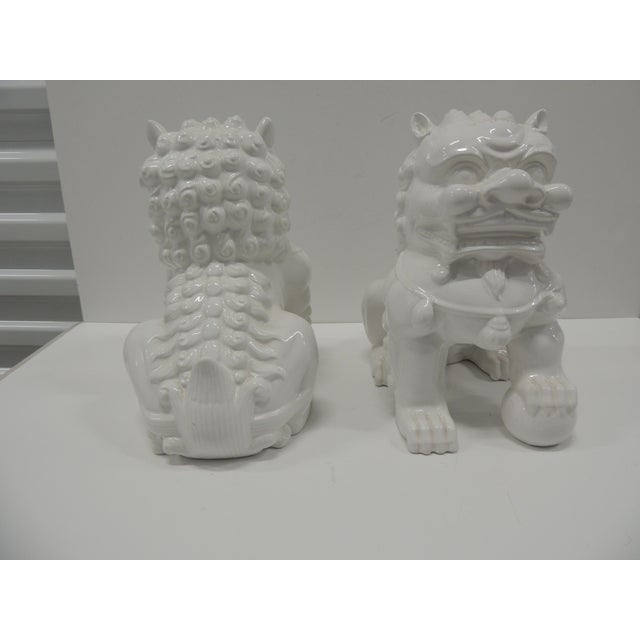 Vintage Blanc De Chine Porcelain Foo Dogs - A Pair For Sale - Image 4 of 7