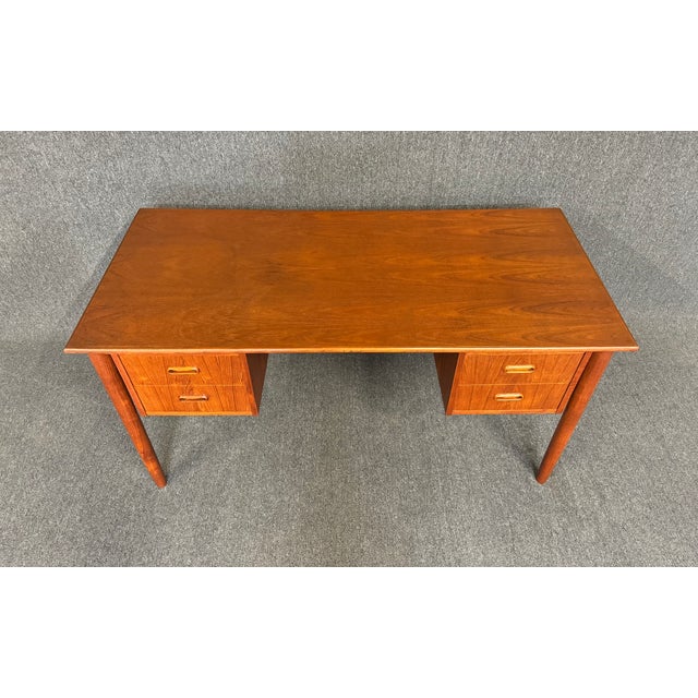 Vintage Danish Mid Century Modern Petite Teak Writing Desk Attributed to Arne Vodder For Sale - Image 10 of 10
