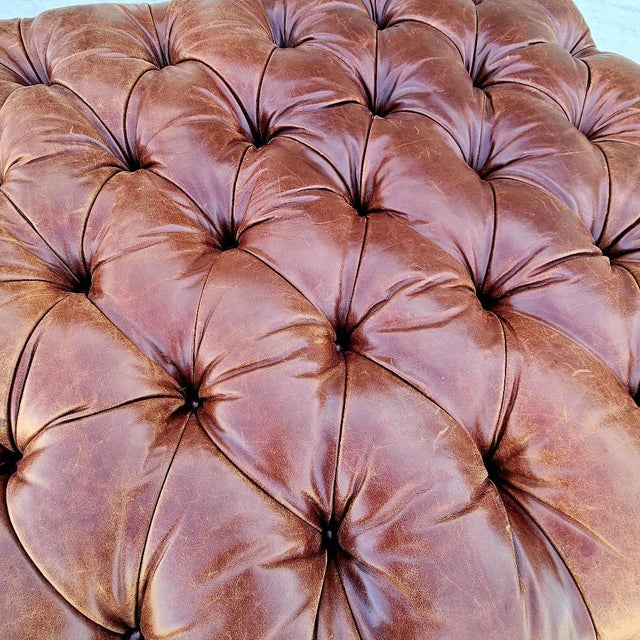 Oversized Tufted Chesterfield Leather Plantation Ottoman -Vicente Wolf Collection For Sale - Image 15 of 18