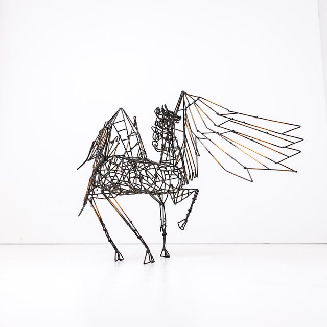 Metal 1970s Stan Bennett Pegasus Hanging Wire Sculpture, California Studio Craft, Kinetic Art For Sale - Image 7 of 10