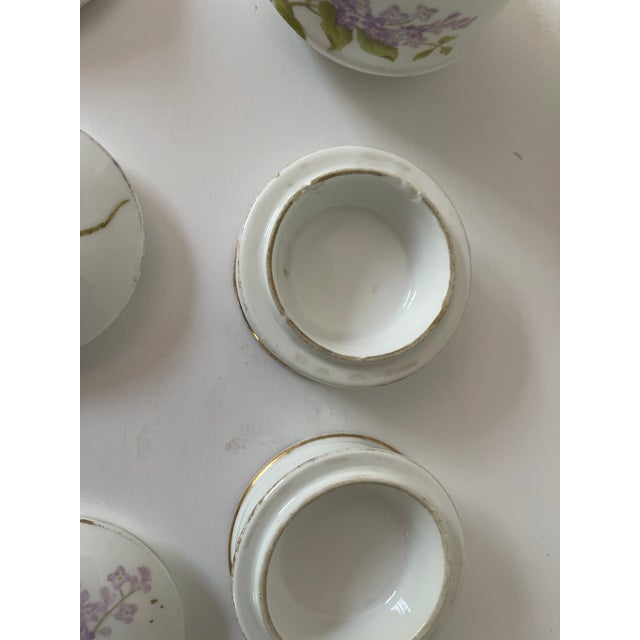 Antique Limoges France Porcelain Ladies Vanity Set With Lilacs - 4 Piece Set For Sale In Miami - Image 6 of 9