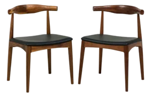 12 Walnut and Leather Dining Chair's in the Style of Hans Wegner