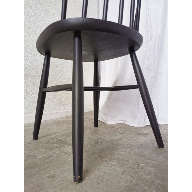 1970s Vintage Scandinavian Black Beech Dining Chair in the style of Ilmari Tapiovaara, 1970s For Sale - Image 5 of 17