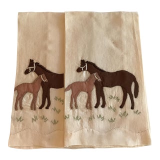 Vintage Horse Hand Towels - A Pair For Sale