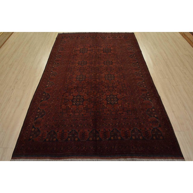 Tribal Turkmen Rug 6’8” X 9’7” Red Wool Tribal Hand-Knotted Oriental Carpet For Sale - Image 3 of 12