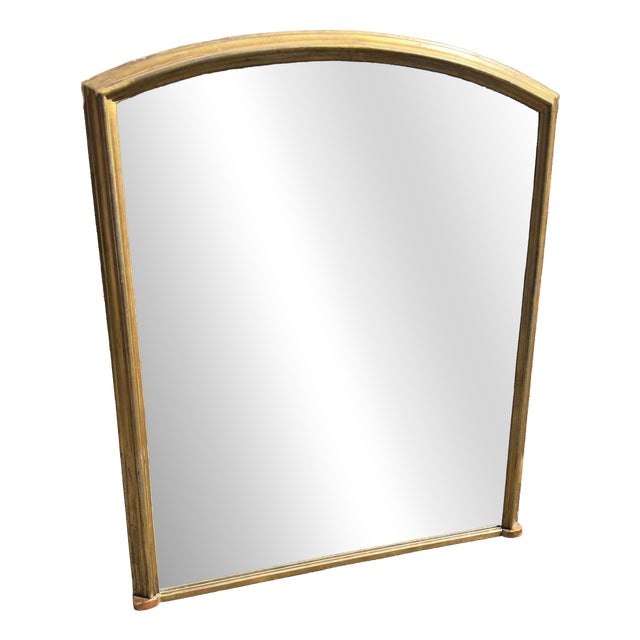 Large Antique English Shaped Top Gilt Overmantle Mirror, 19th Century For Sale