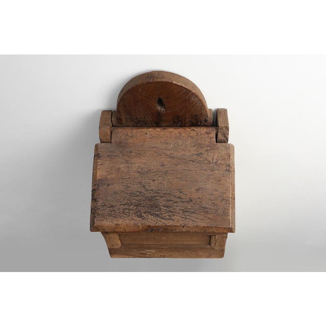 Brown Antique French Oak Wall Salt Box, France, 1850 For Sale - Image 8 of 14