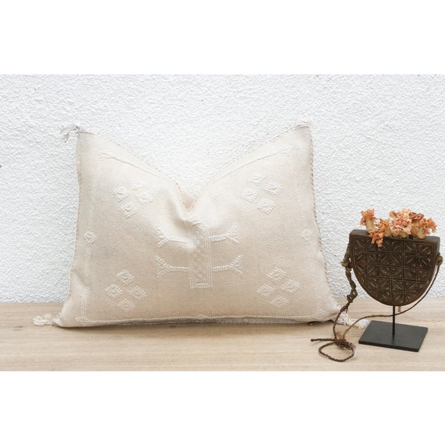 Linen Sidi Sand Silk Rug Lumbar Pillow For Sale - Image 8 of 8