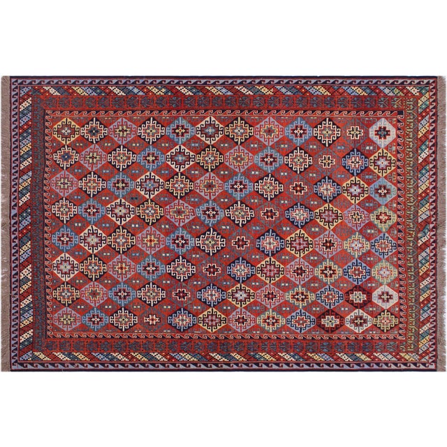 1970s Semi Vintage Tribal Soumakh Wool Rug - 6'4" X 8'6" For Sale - Image 10 of 11