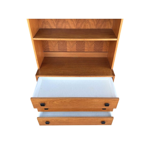 Restored 1960s Danish Modern Bookcase Cabinet With Carved Pulls & Sliding Doors For Sale - Image 12 of 17