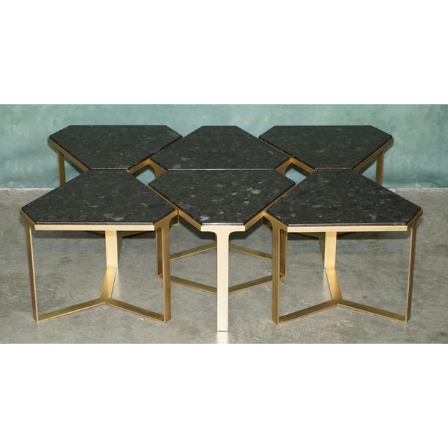 Black Forma Nero DG-68200 Kravet Tables in Marquina Stone and Satin Brass from Donghia, Set of 6 For Sale - Image 8 of 18