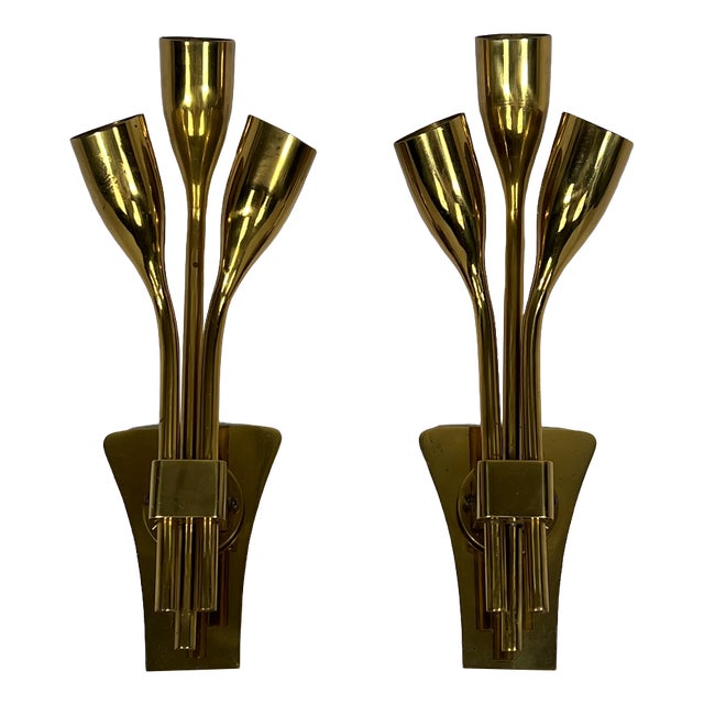 Mid-Century Modern Italian Brass Sconces from Lumi Milano, 1960s, Set of 2 For Sale