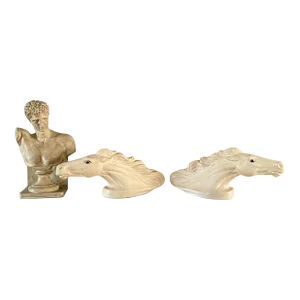 1950s Vintage Mid-Century Modern Large Plaster Horse Heads, Pair