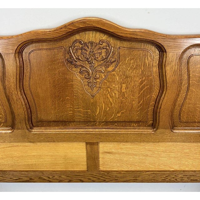 Brown Vintage French Louis XVI Double Bed Frame in Oak For Sale - Image 8 of 11