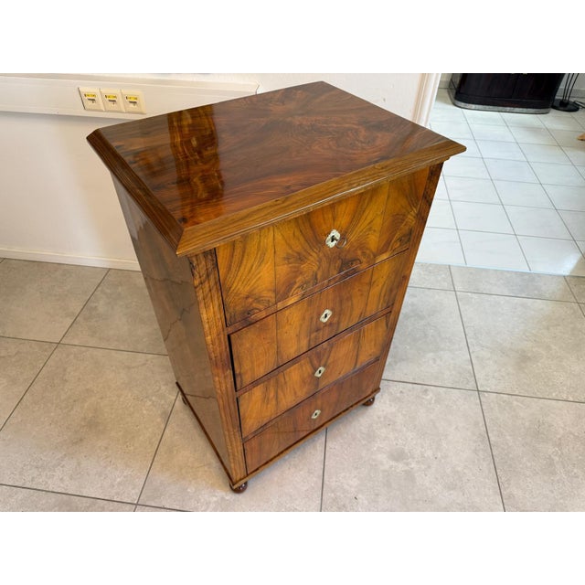 Biedermeier Week Chest in Walnut For Sale - Image 5 of 12