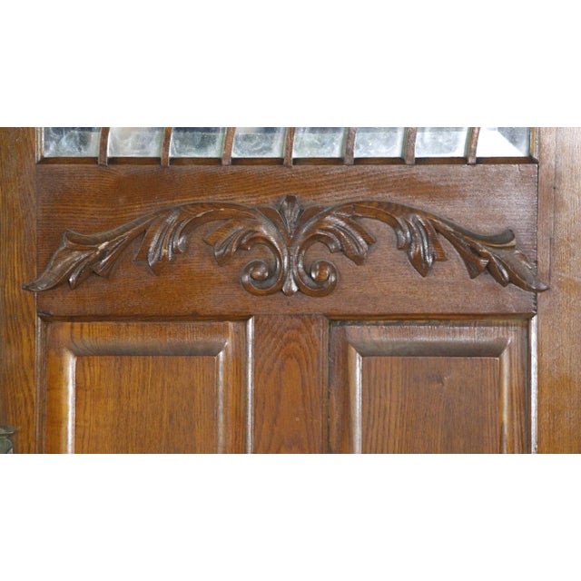 Traditional Mid 20th Century Carved Oak Beveled Mirror Cabinet Door For Sale - Image 3 of 8