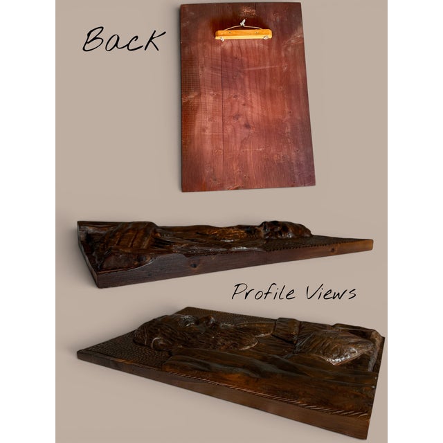 Hand Carved Wood Rabbi Torah Wall Plaque Folk Art-Bas Relief-Judaica-Religious For Sale - Image 9 of 11