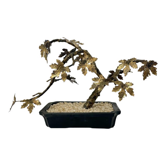 Rare Bovano Maple Bonsai Tree Perry Marshall Signed Bronze Gilt For Sale