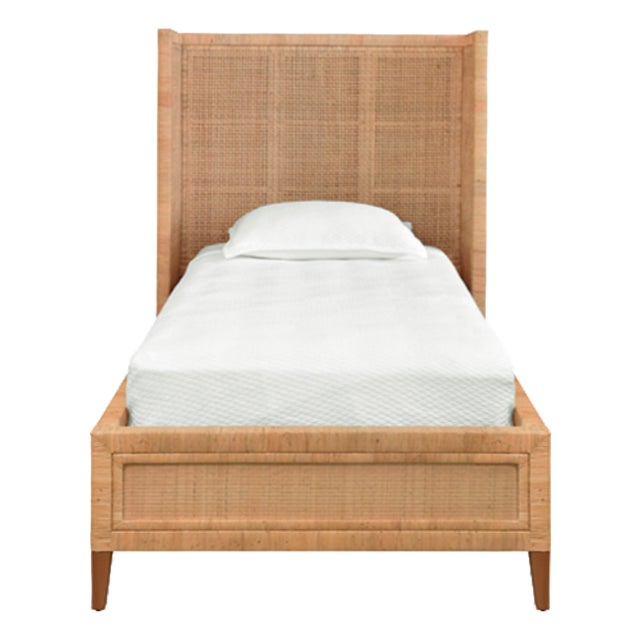 Matthew Izzo Home Dolly Twin Winged Rattan Bedframe For Sale