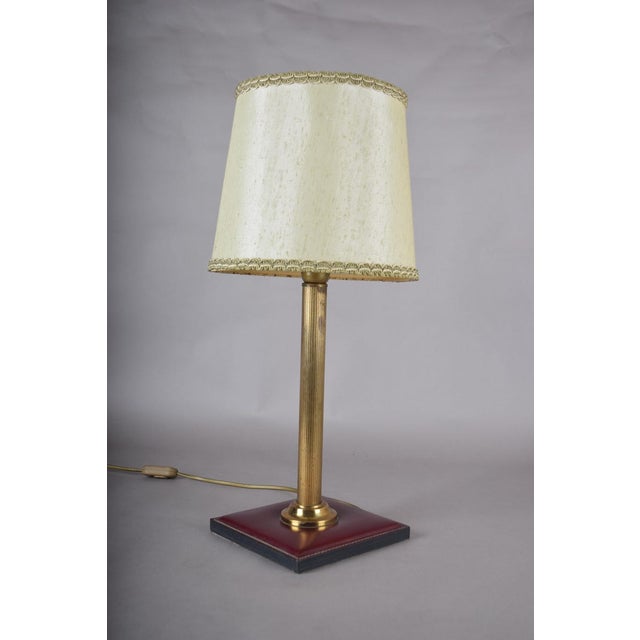 JVintage Brass Desk Lamp with Leather Base, 1950s For Sale - Image 6 of 9