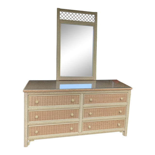 Henry Link Wicker Dresser & Mirror Chairish