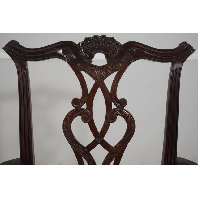 1980s Set of 8 Henredon Mahogany Chippendale Style Dining Chairs For Sale - Image 5 of 18
