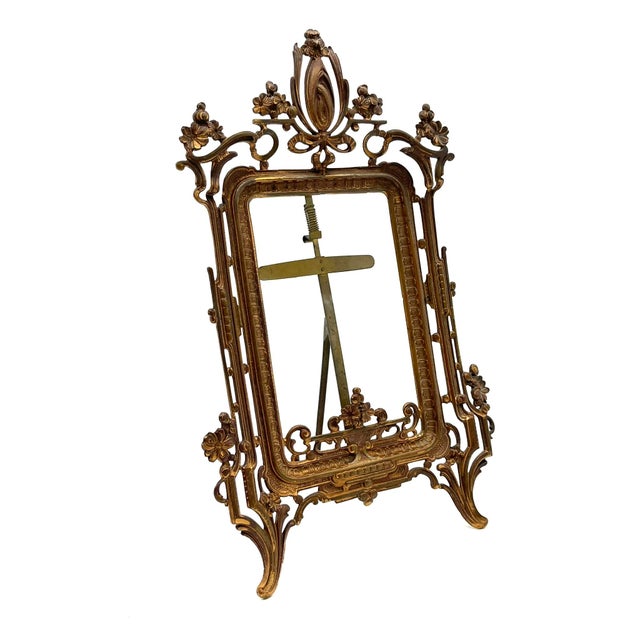 Victorian Cast Bronze Gold-Plated Picture Frame For Sale - Image 3 of 14