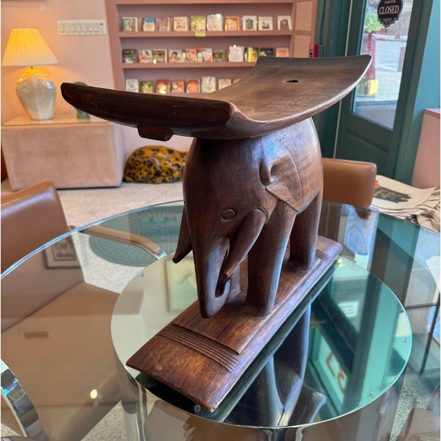Antique 1930's African Ashanti Elephant Stool For Sale - Image 4 of 12